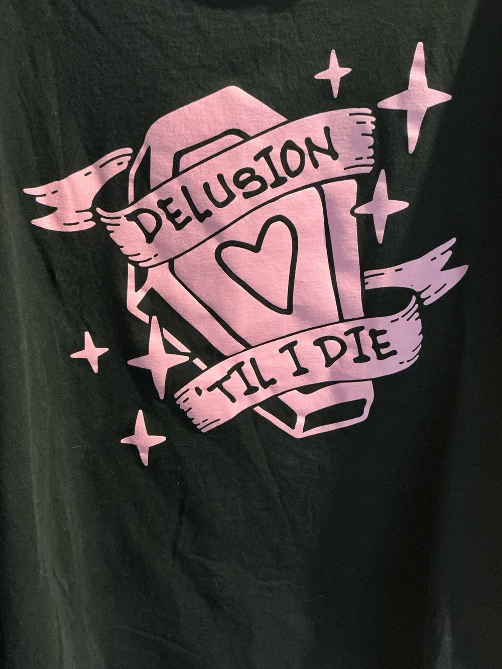 Spencer's Black Tee with Pink Coffin Graphic